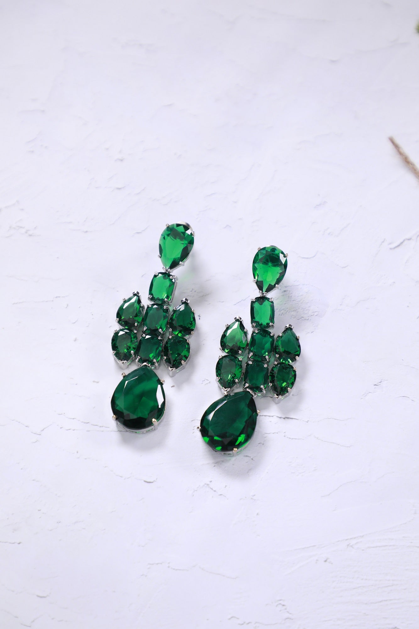 Green Crystal Drop Earrings
