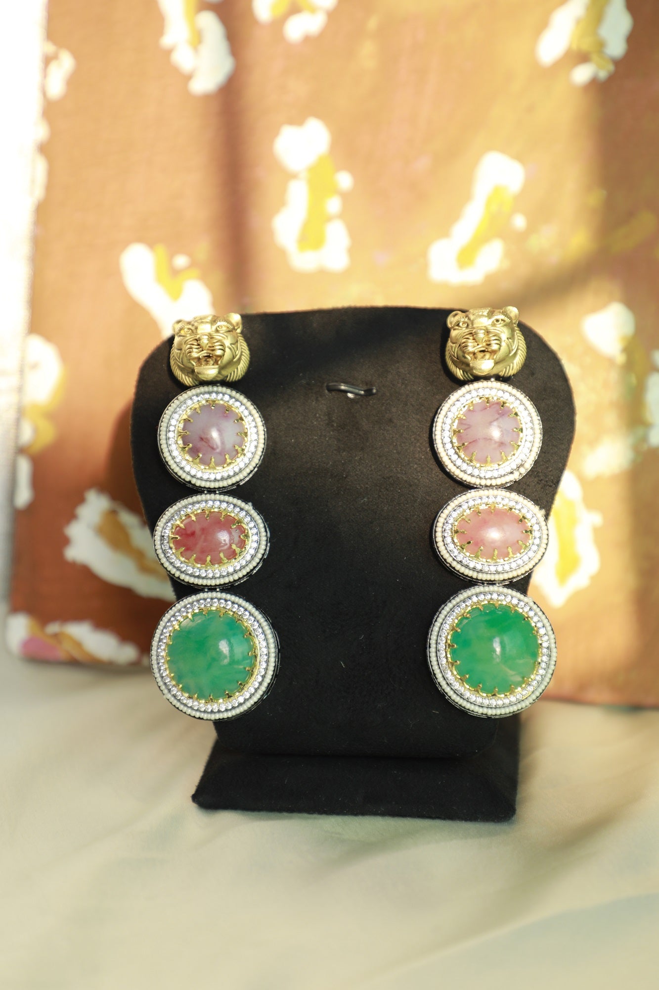 Multi Color Lion Face Earrings