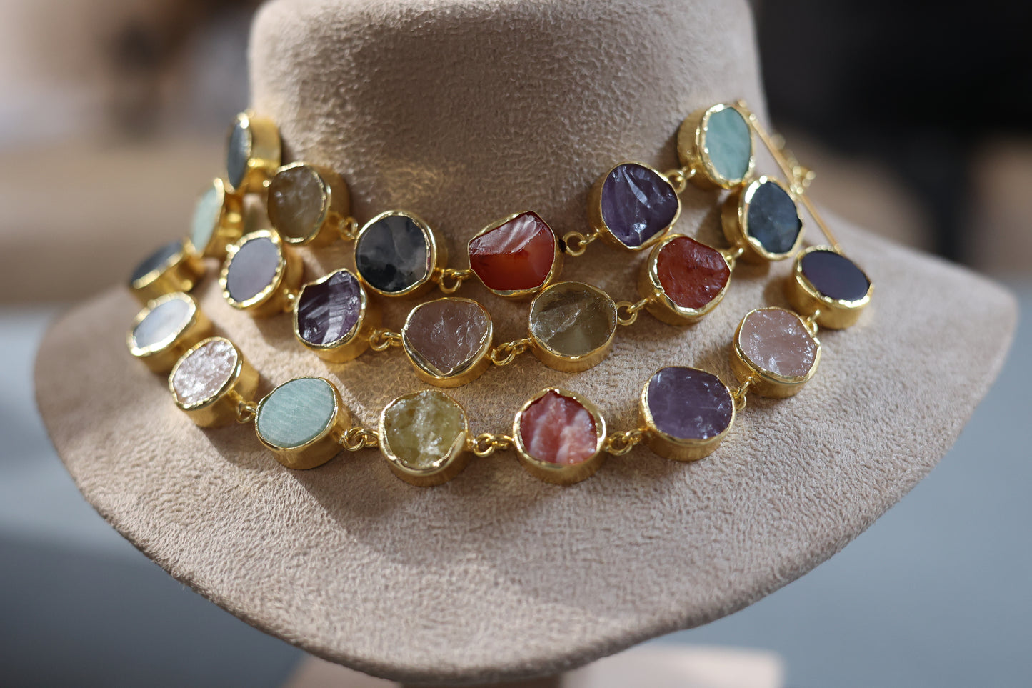 3 Layer Marble Choker With Earrings