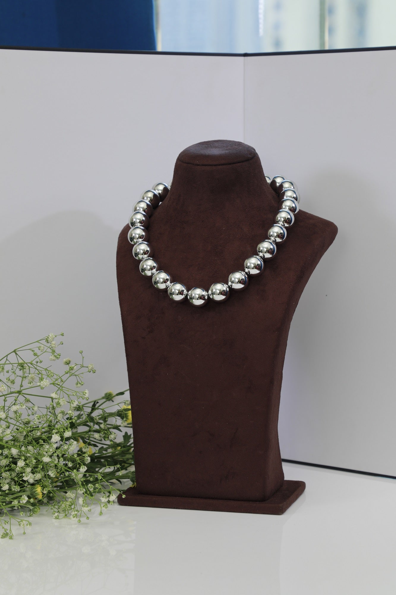 Silver Beaded Neckpiece