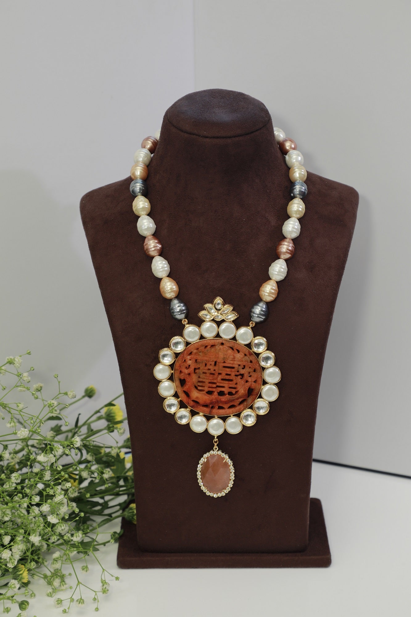 Pearl Multi Colored Long Neckpiece