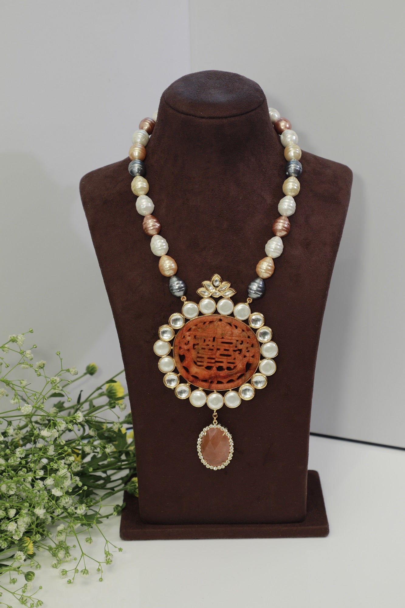 Pearl Multi Colored Long Neckpiece