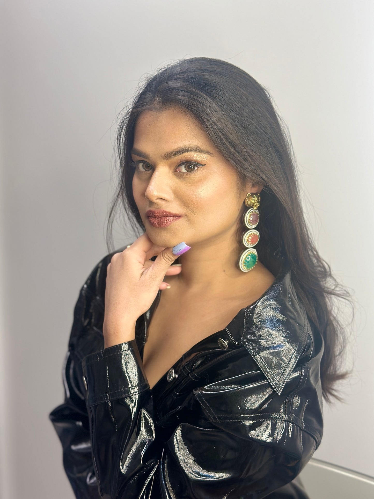 Multi Color Lion Face Earrings