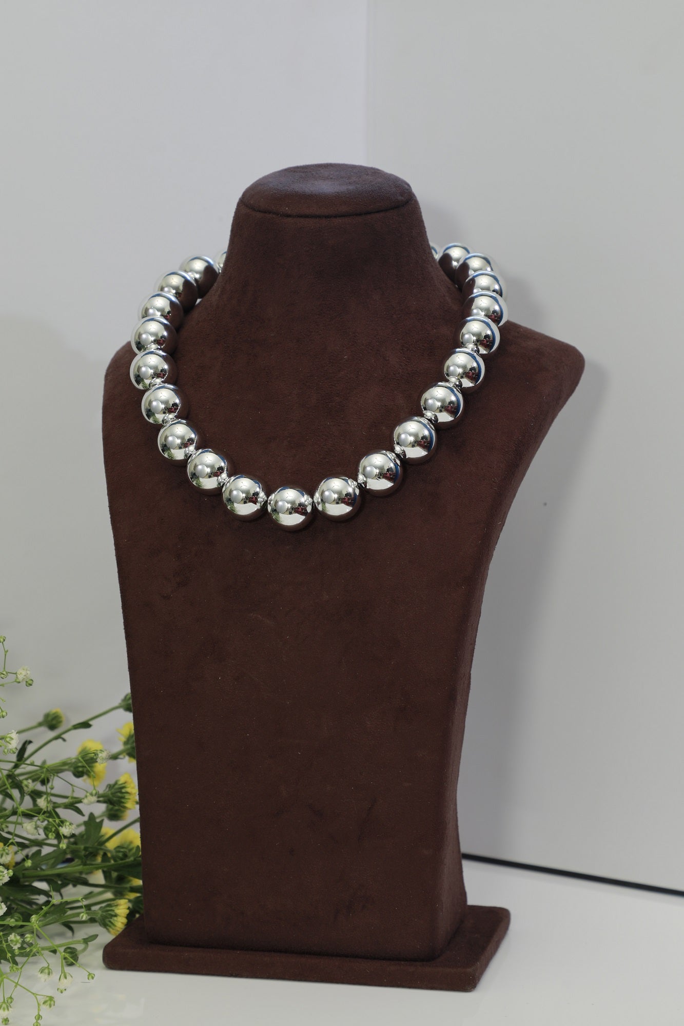 Silver Beaded Neckpiece