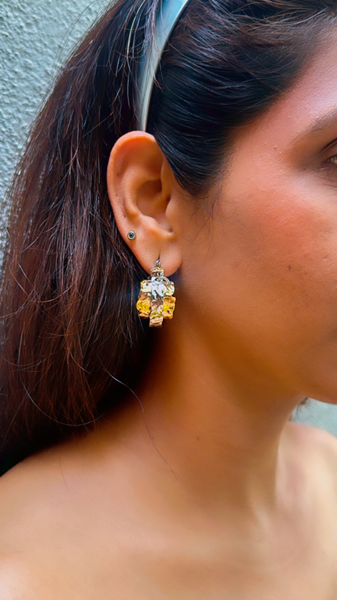 Gold and Silver Metal Earrings