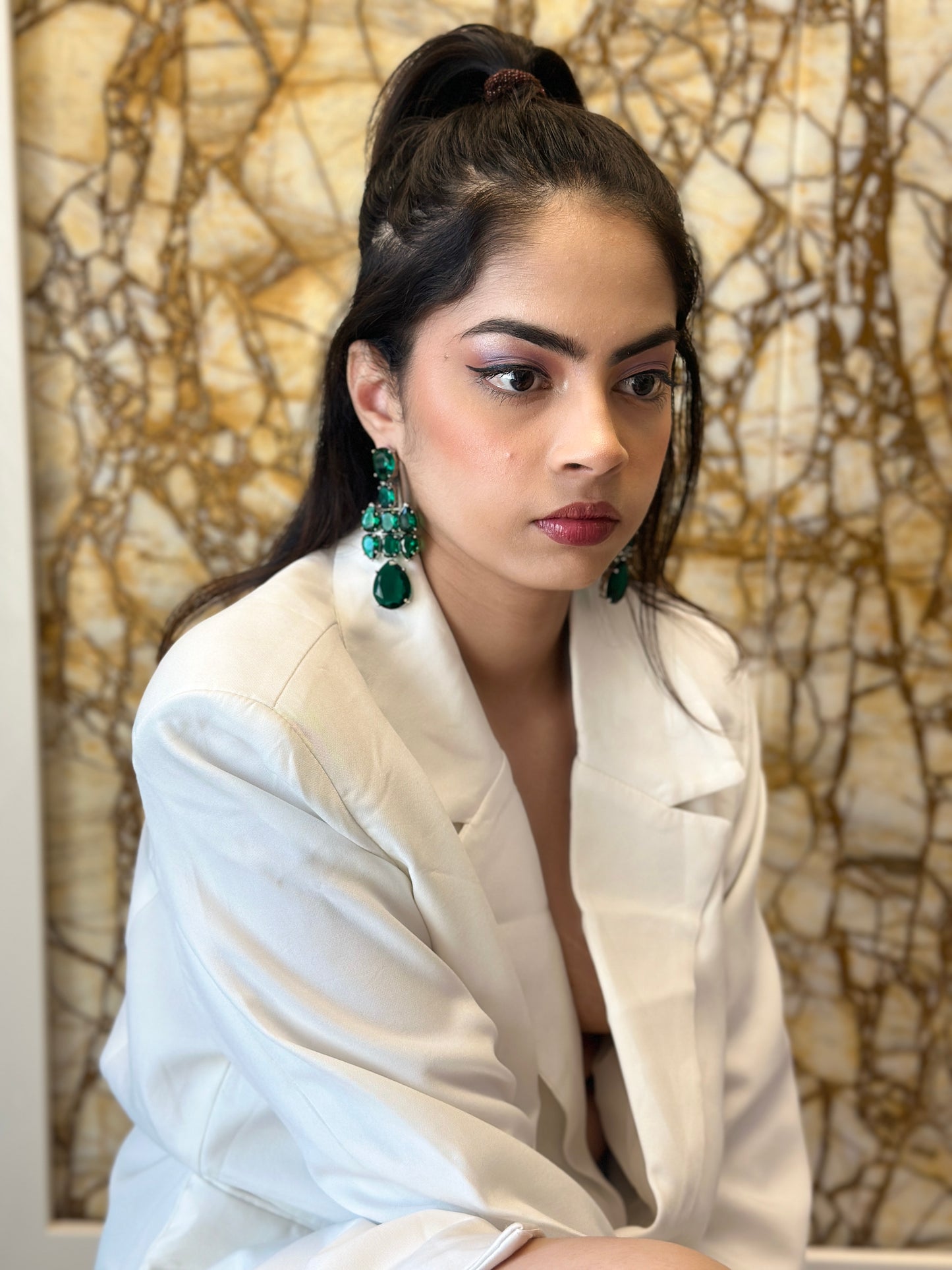 Green Crystal Drop Earrings