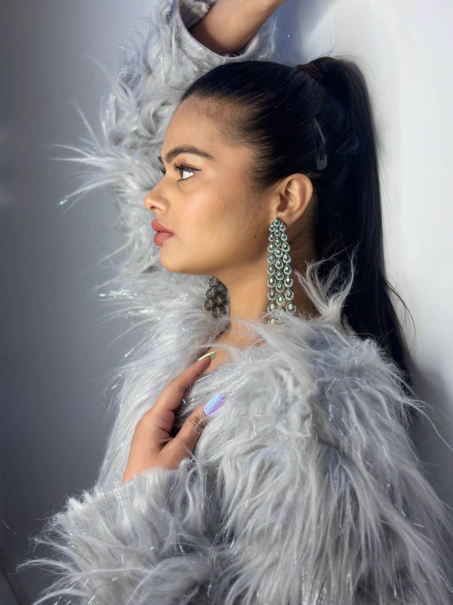 Peacock Feather Diamond Earrings