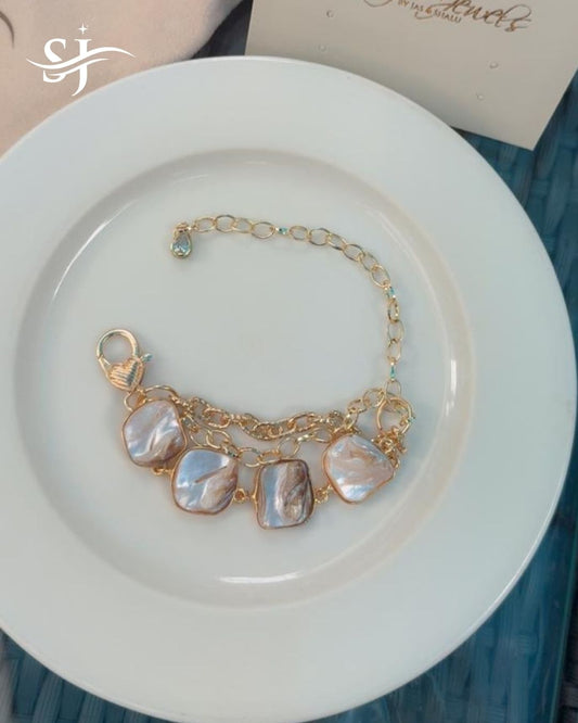 Gold Plated Shell Charm Bracelet