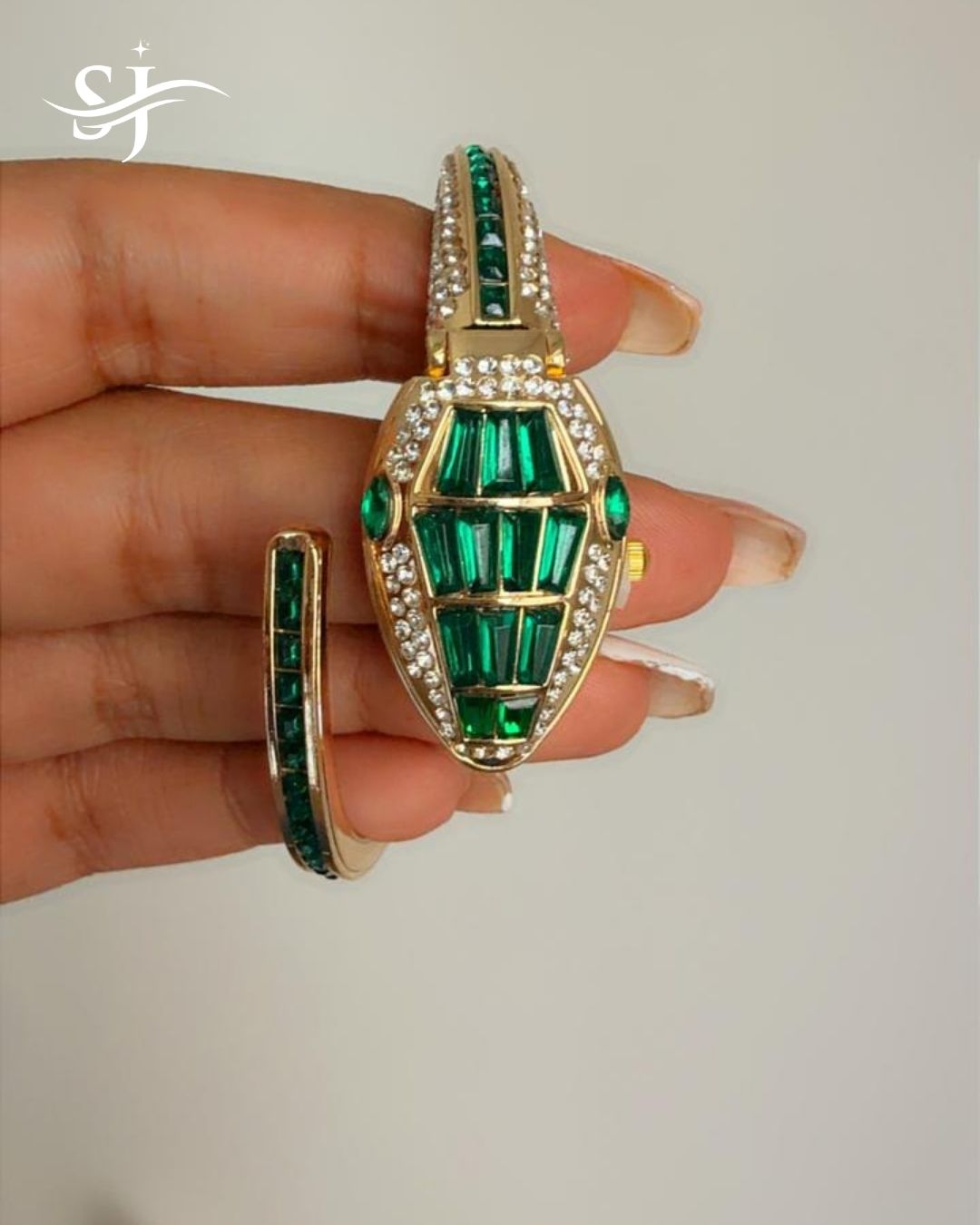 Green Stone Statement Cuff Bracelet