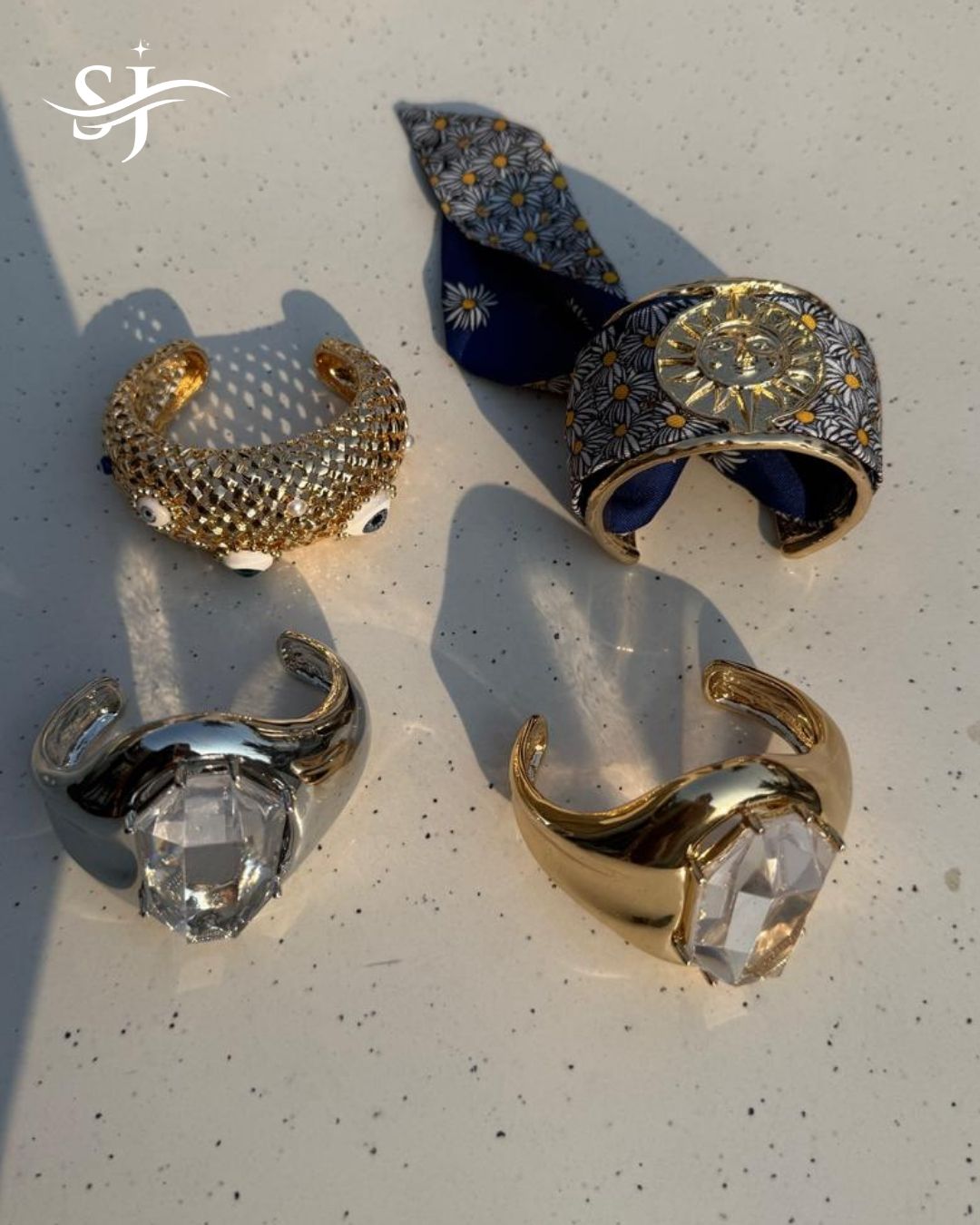 Crystal Statement Hand Cuff Bracelet