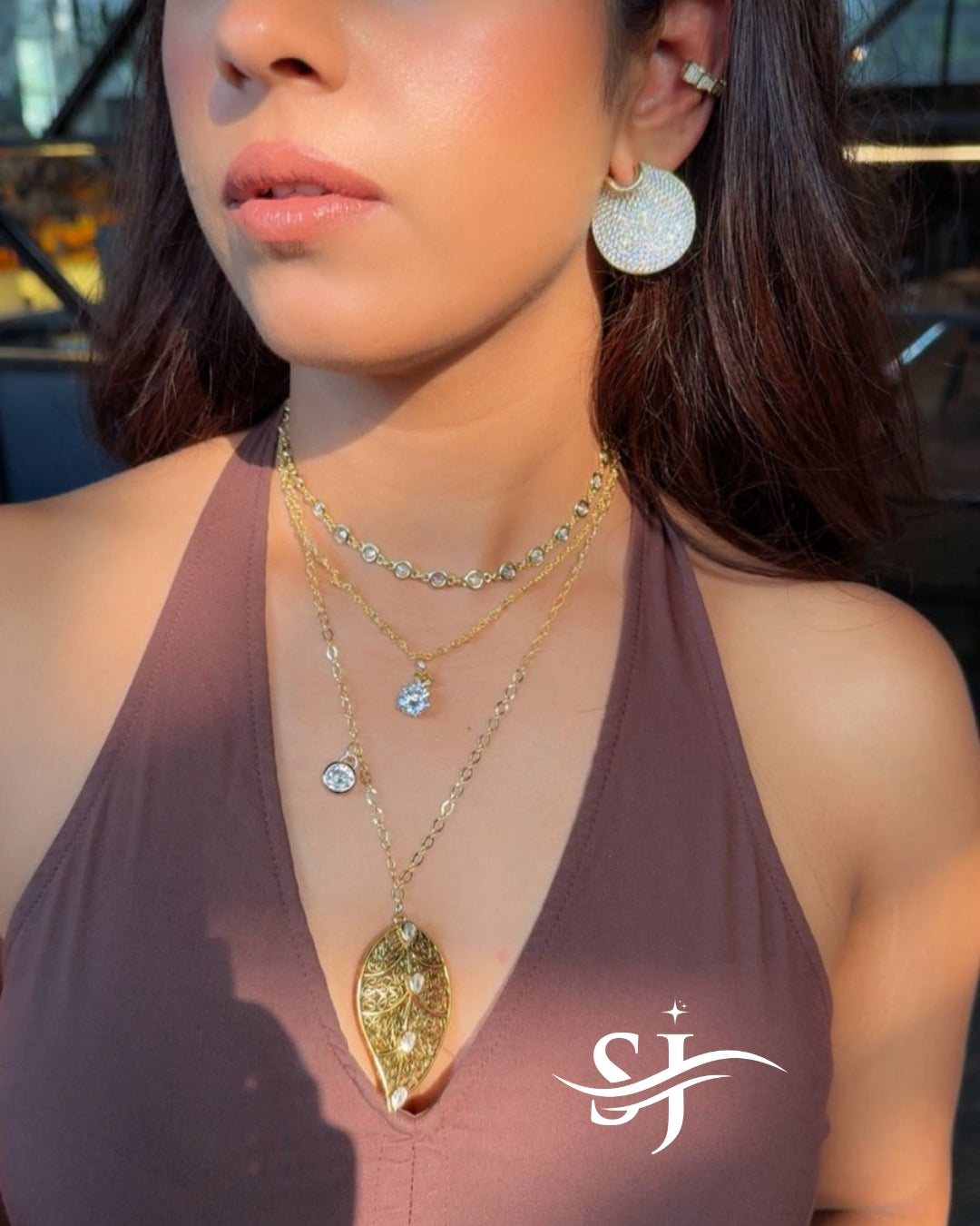 Leaf Charm Layered Necklace