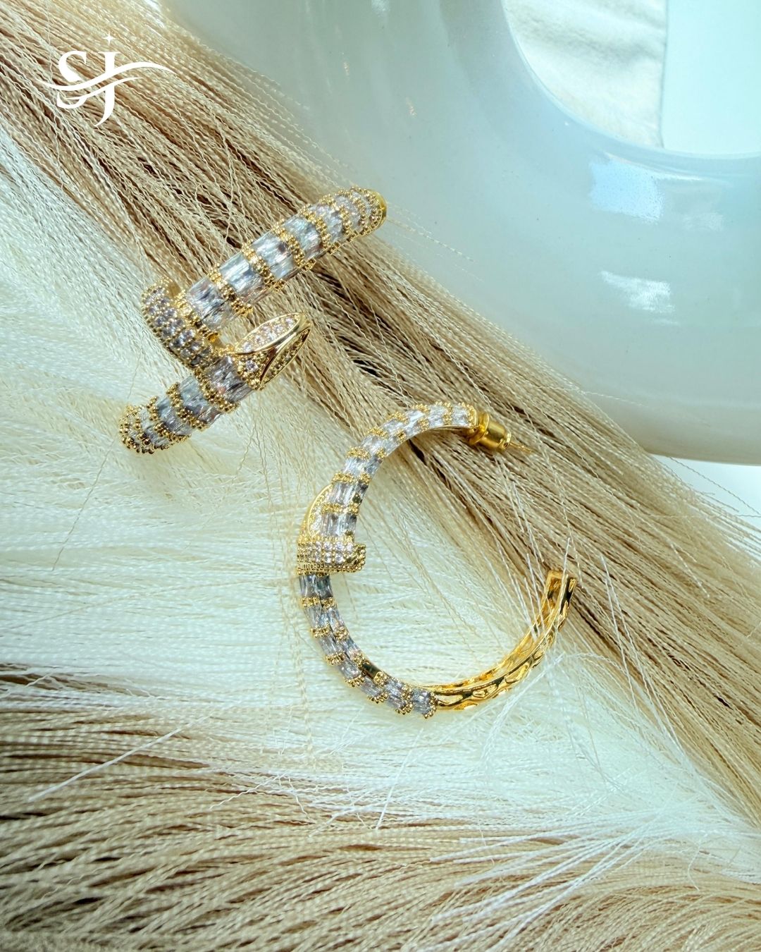 Gold Plated CZ Hoop Earrings