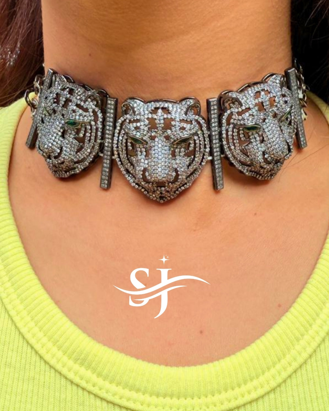 Royal Triple Tiger Black Choker – Sabyasachi-Inspired Premium Jewellery