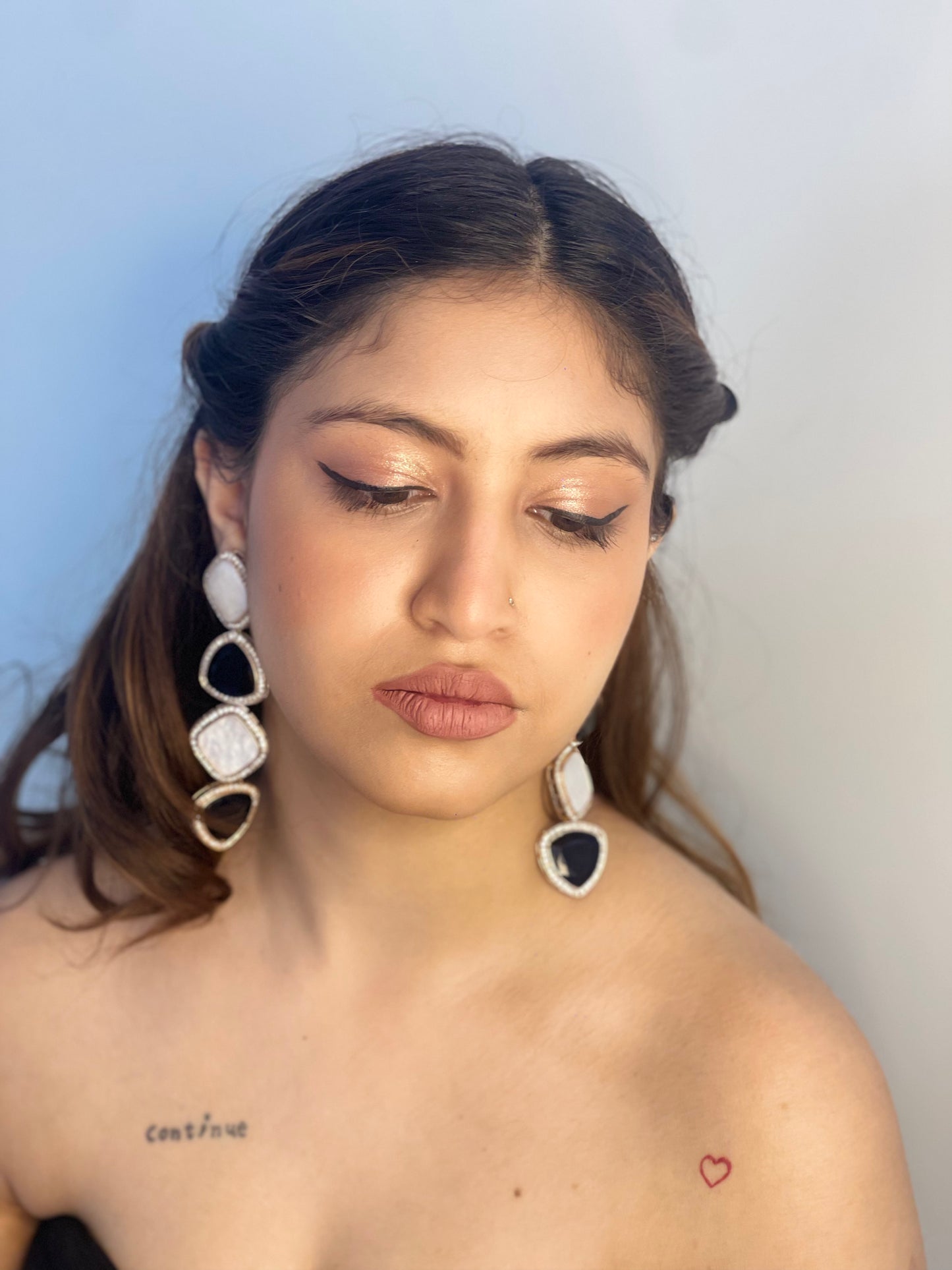 Rose Gold & Black Marble Earrings