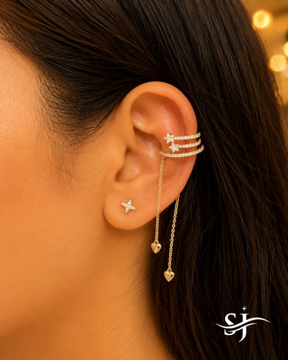 Celestial Heart Chain Ear Cuff