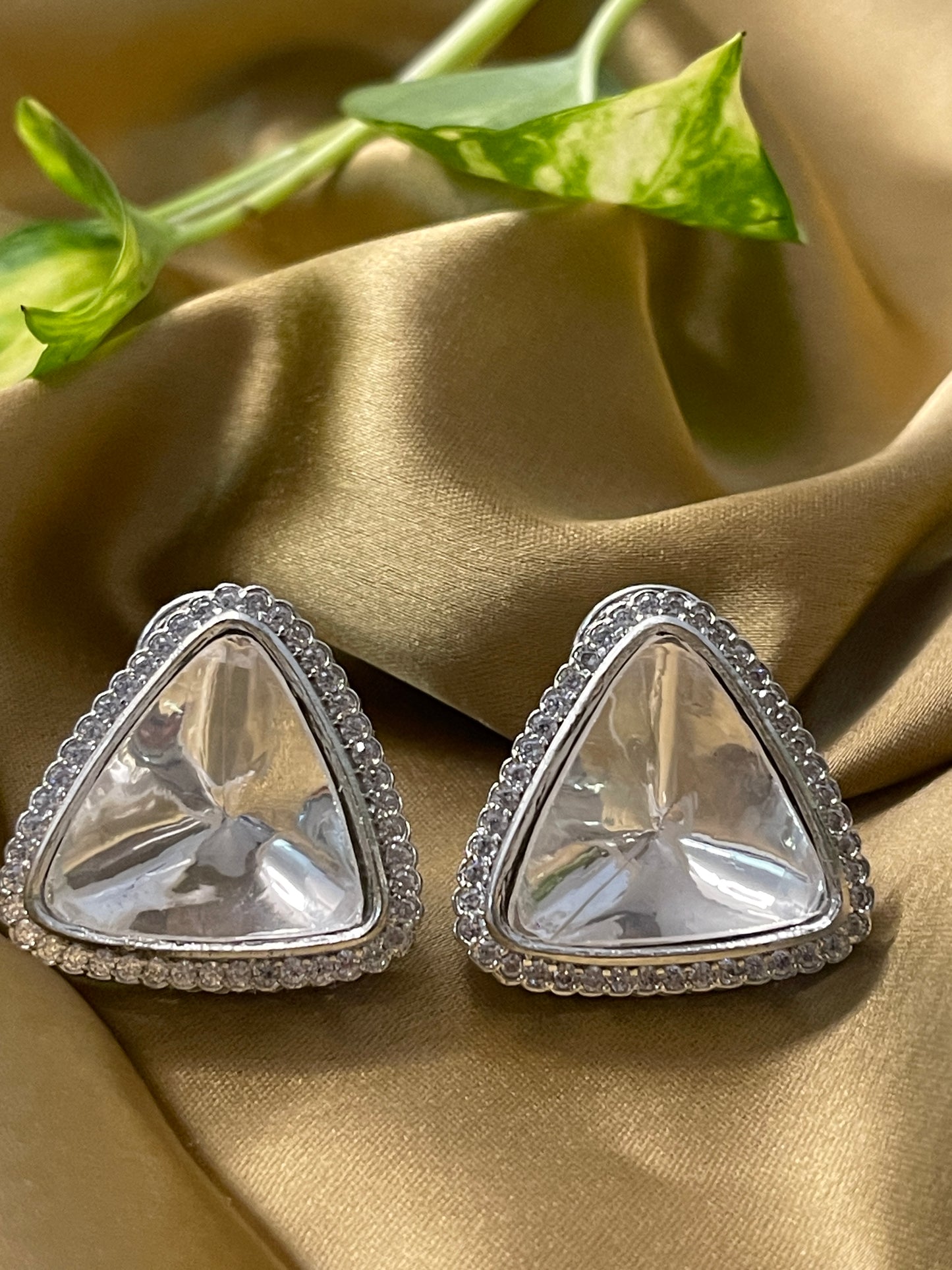 Triangular Stone Earrings