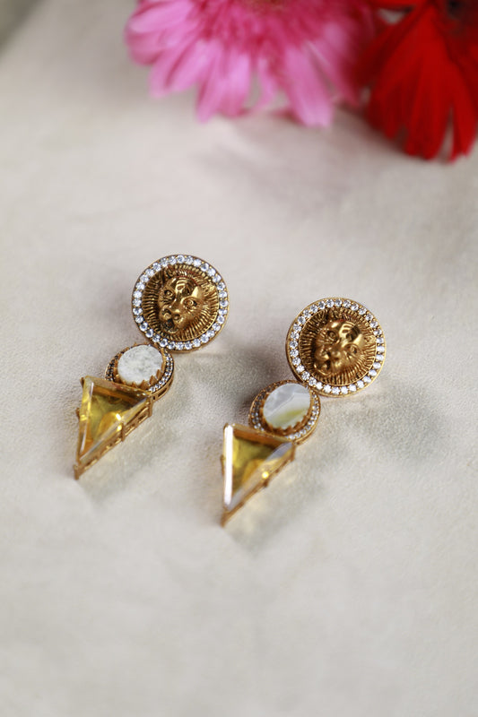 Lion Crystal Drop Earrings