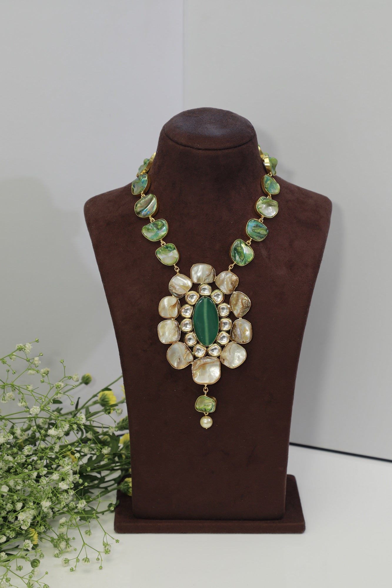 Green Marble Long Necklace