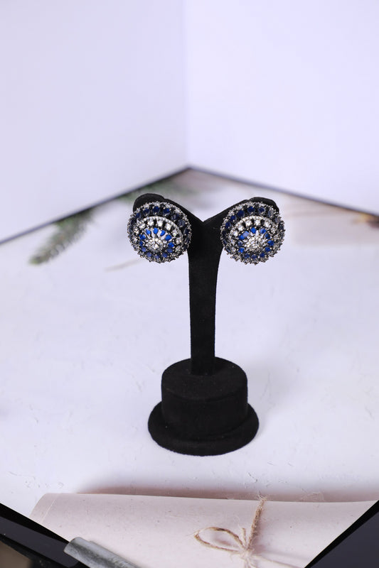 Crsytal Blue Stone Studded Earrings