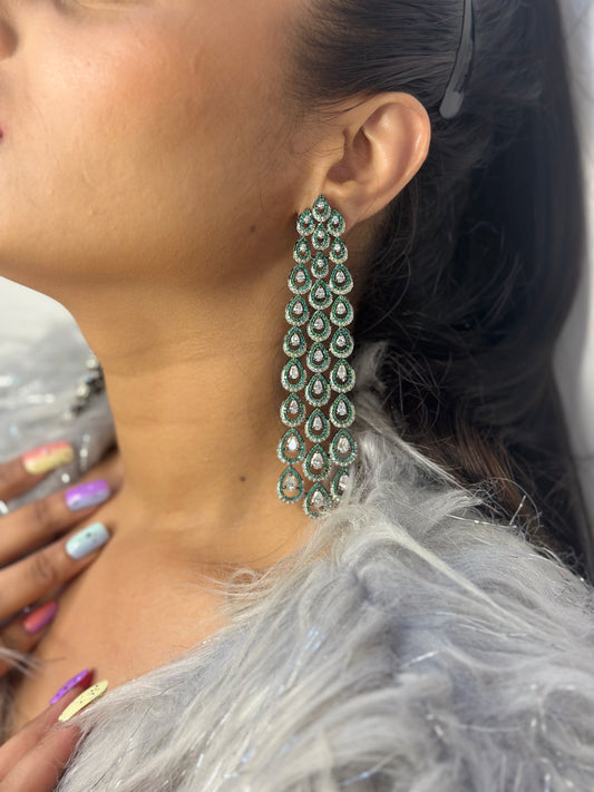 Peacock Feather Diamond Earrings