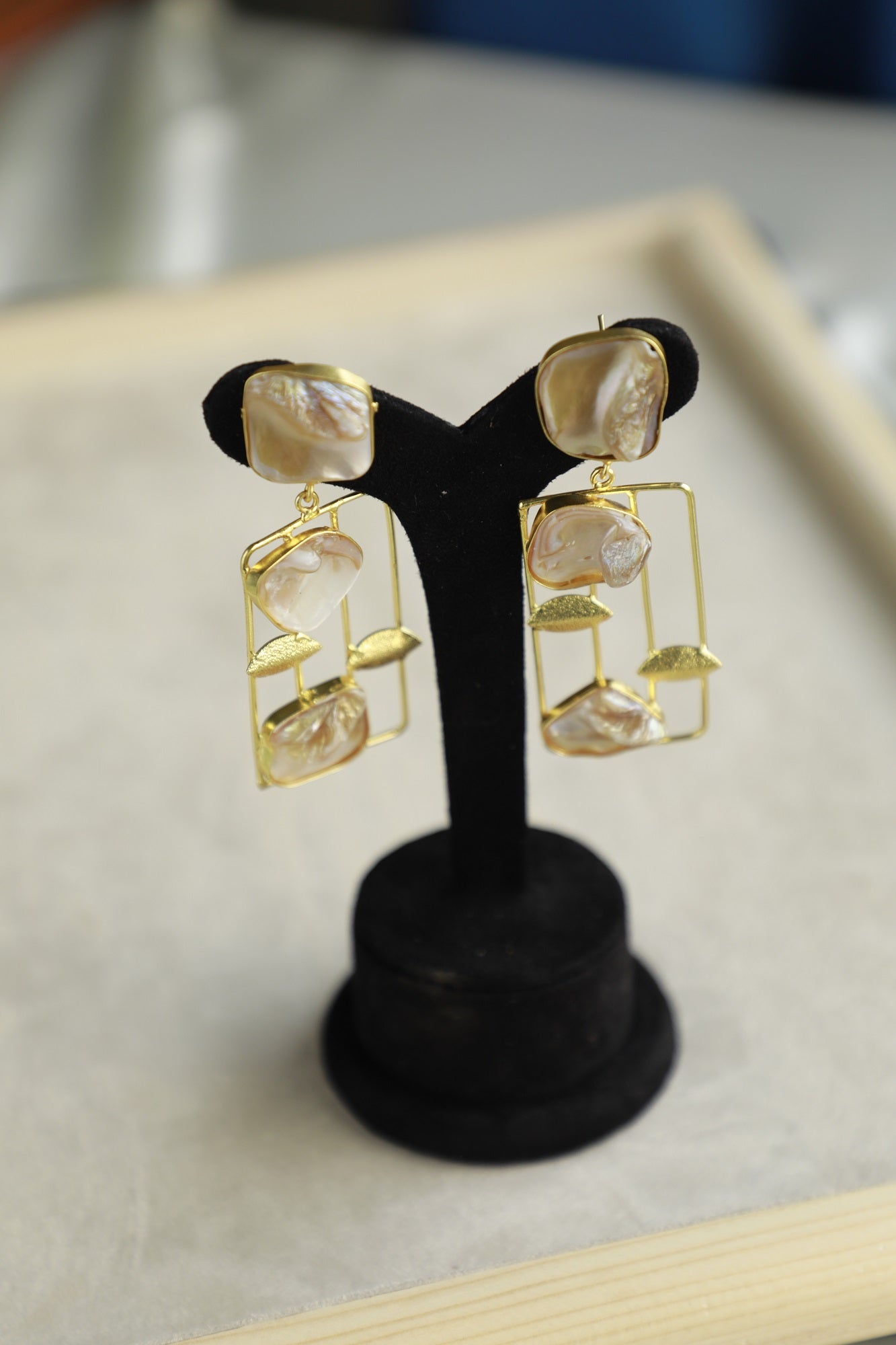 Golden Pearl Drop Earrings