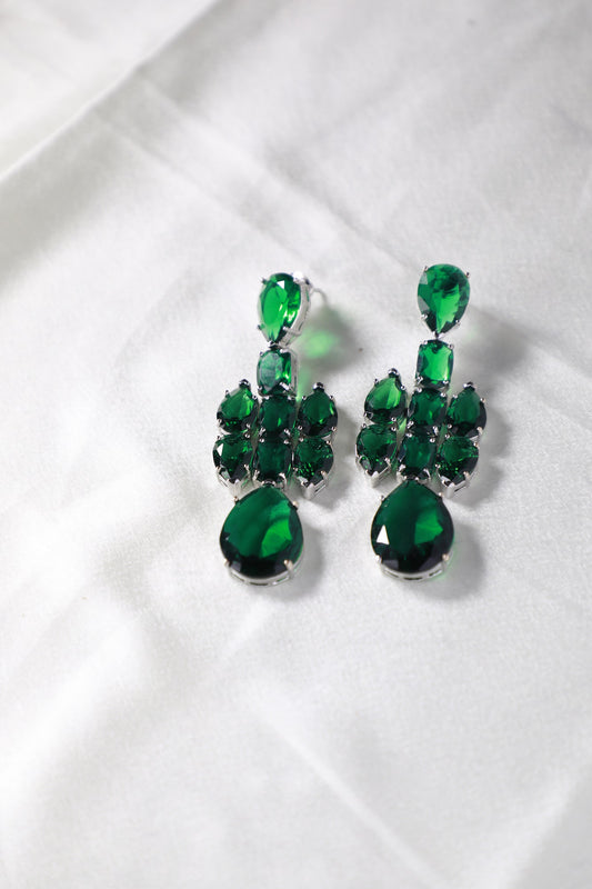 Green Crystal Drop Earrings