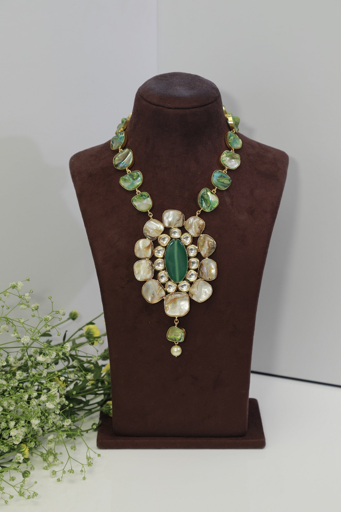 Green Marble Long Necklace
