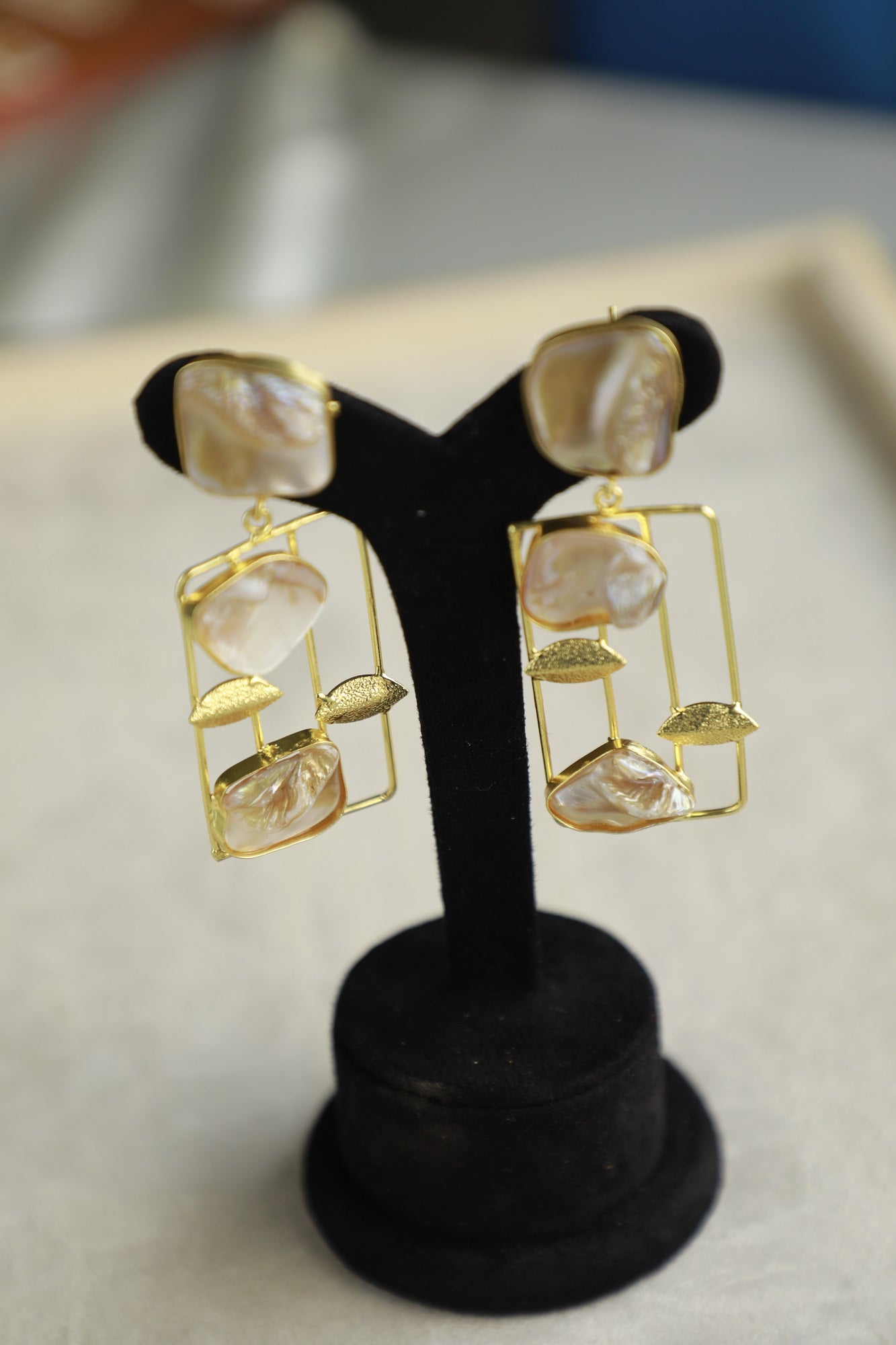 Golden Pearl Drop Earrings