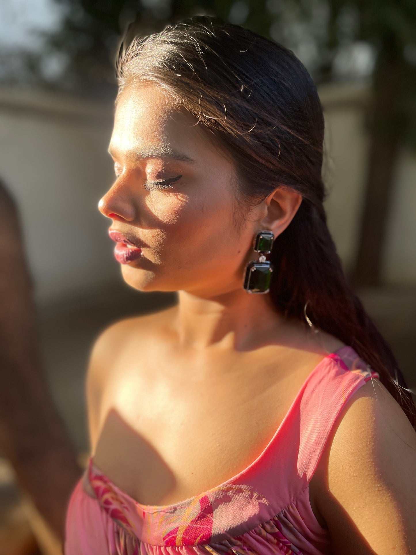 Green Crystal Luminous Earrings