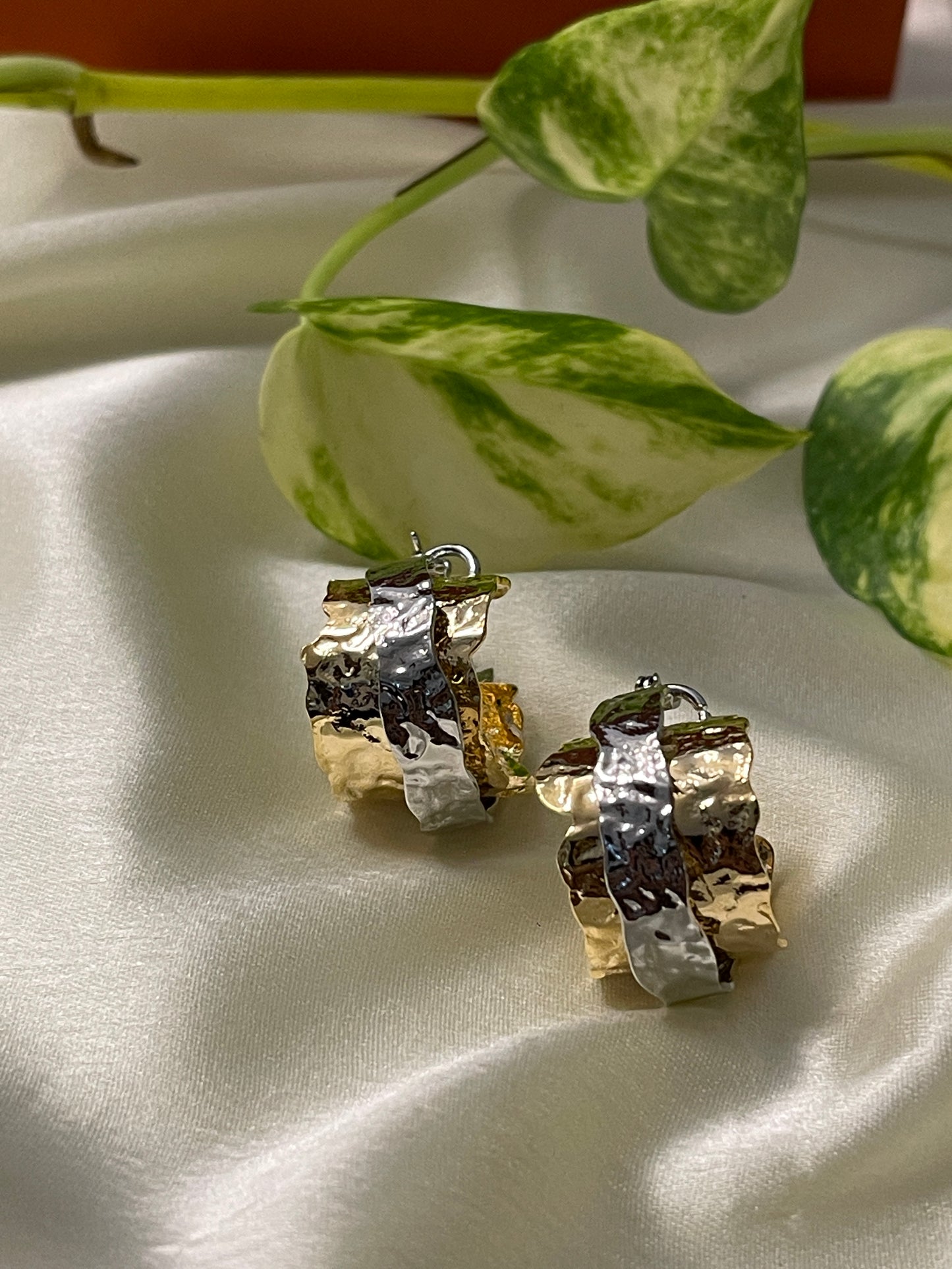 Gold and Silver Metal Earrings
