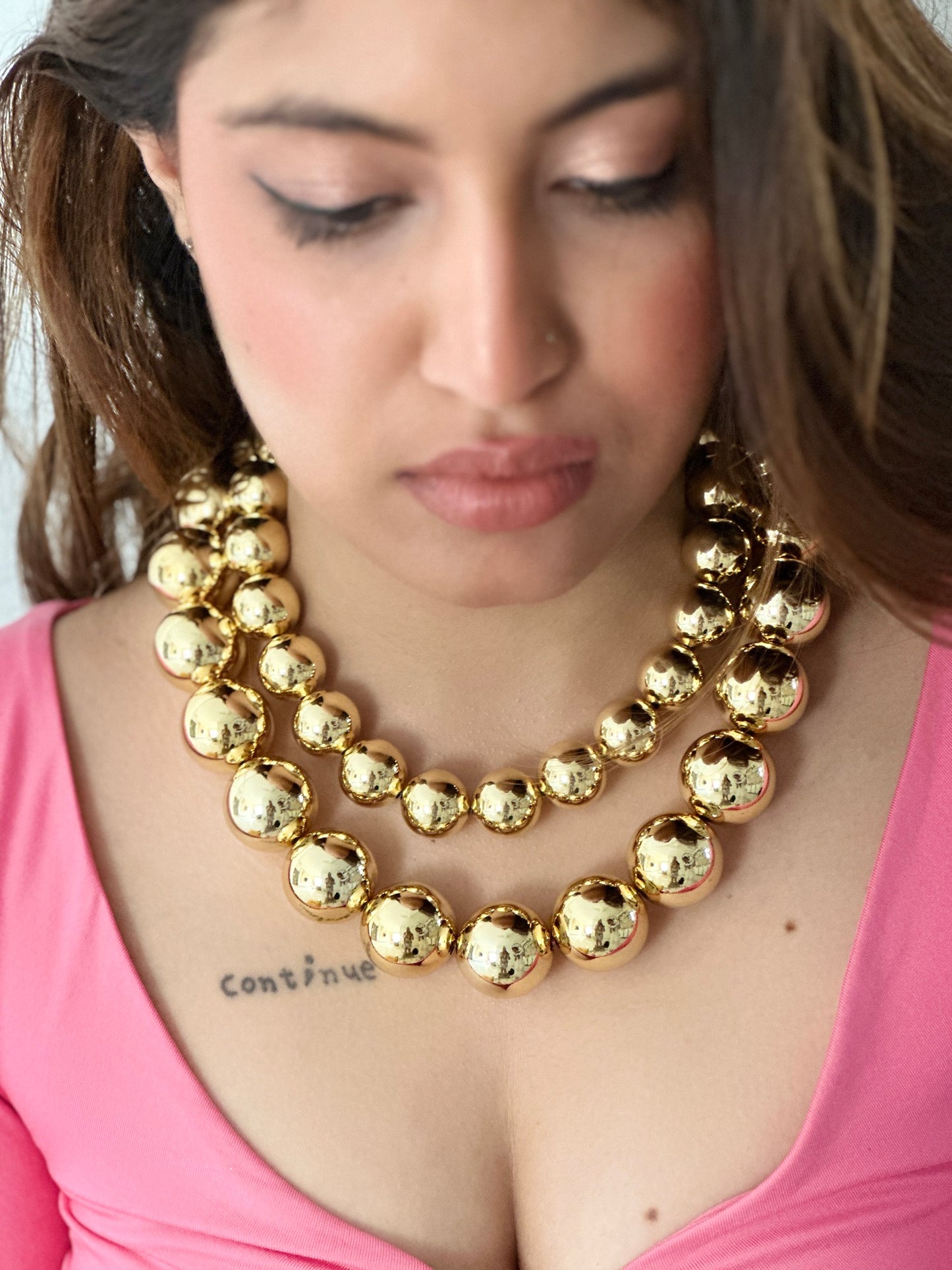 Single Golden Beaded Neckpiece Large