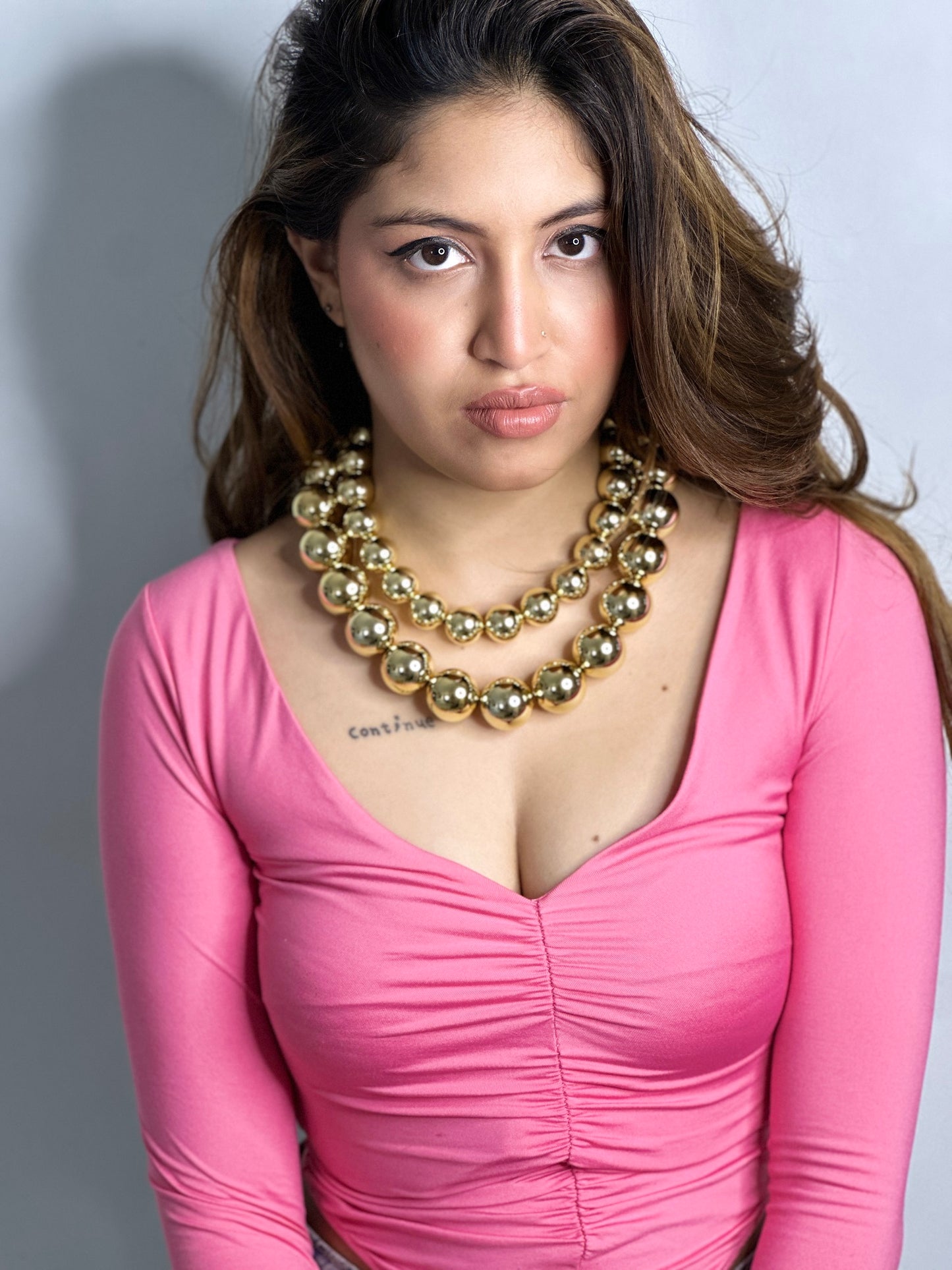Single Golden Beaded Neckpiece Large