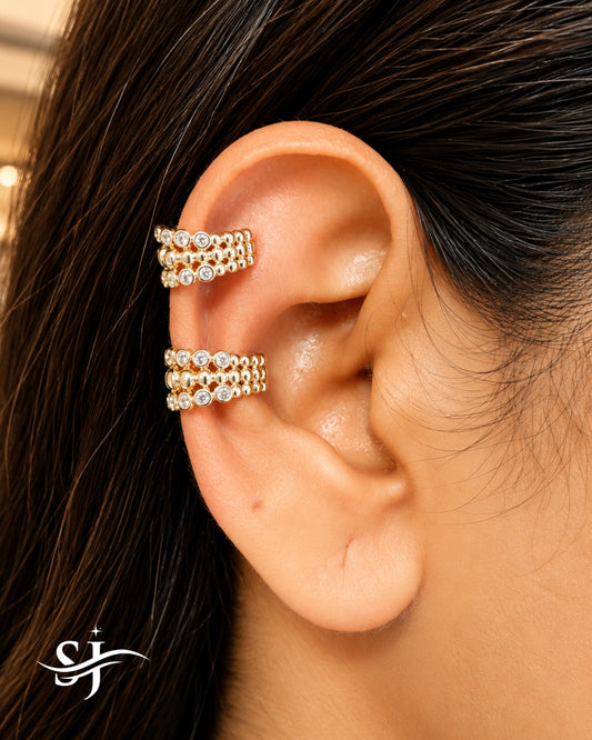 Celestial Halo Ear Cuff – Crystal Multi-Layer Ear Wrap