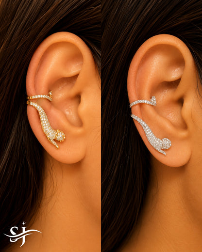 Panther Luxe Ear Cuff – Crystal Statement Ear Wrap (Gold & Silver)