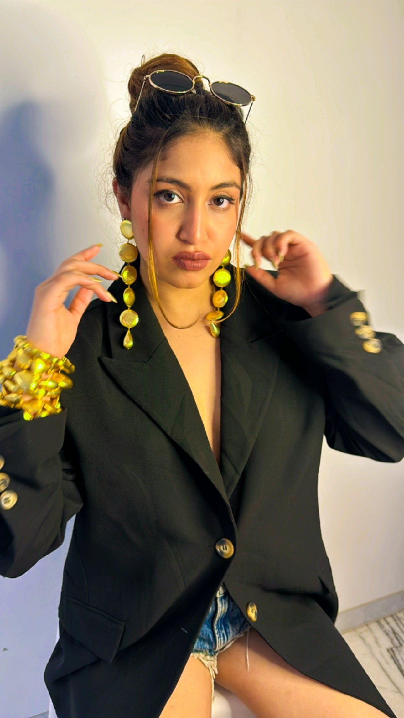 Golden Elongated  Earrings