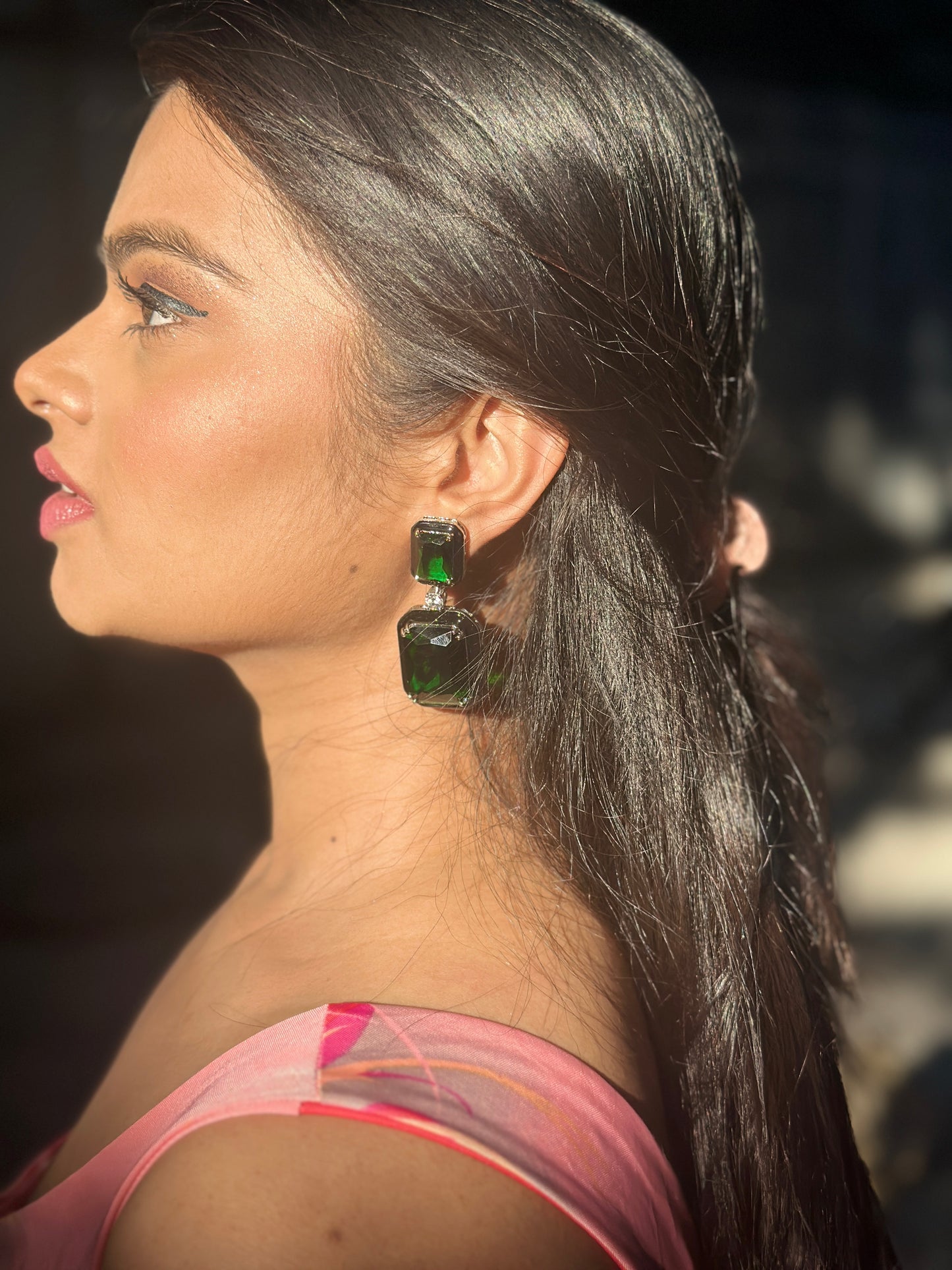 Green Crystal Luminous Earrings