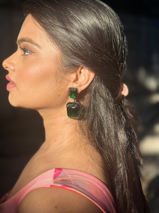 Green Crystal Luminous Earrings