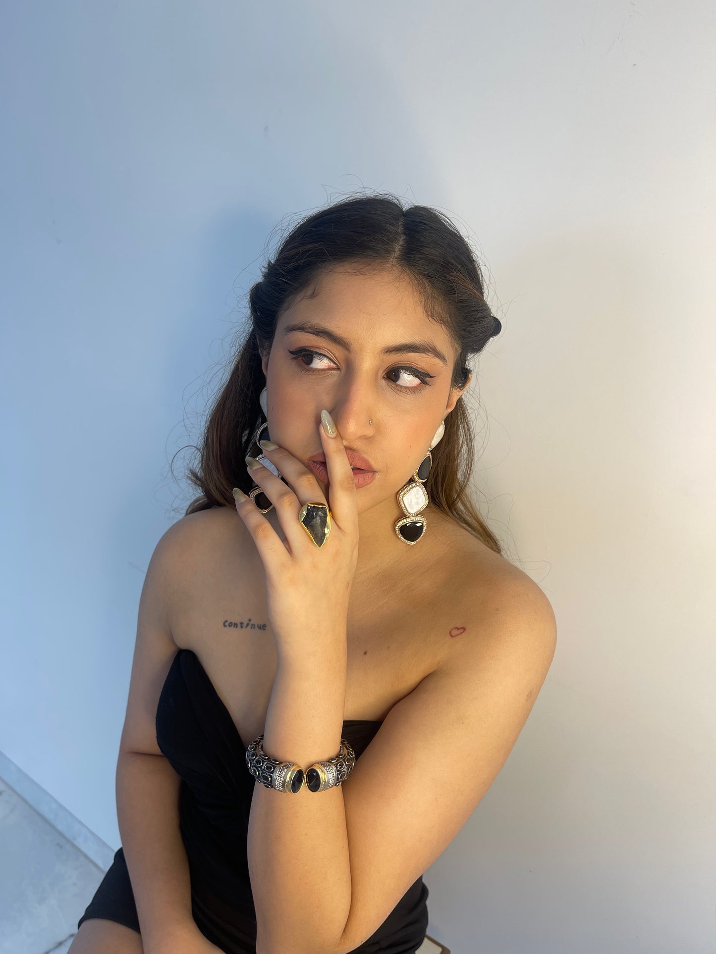 Rose Gold & Black Marble Earrings