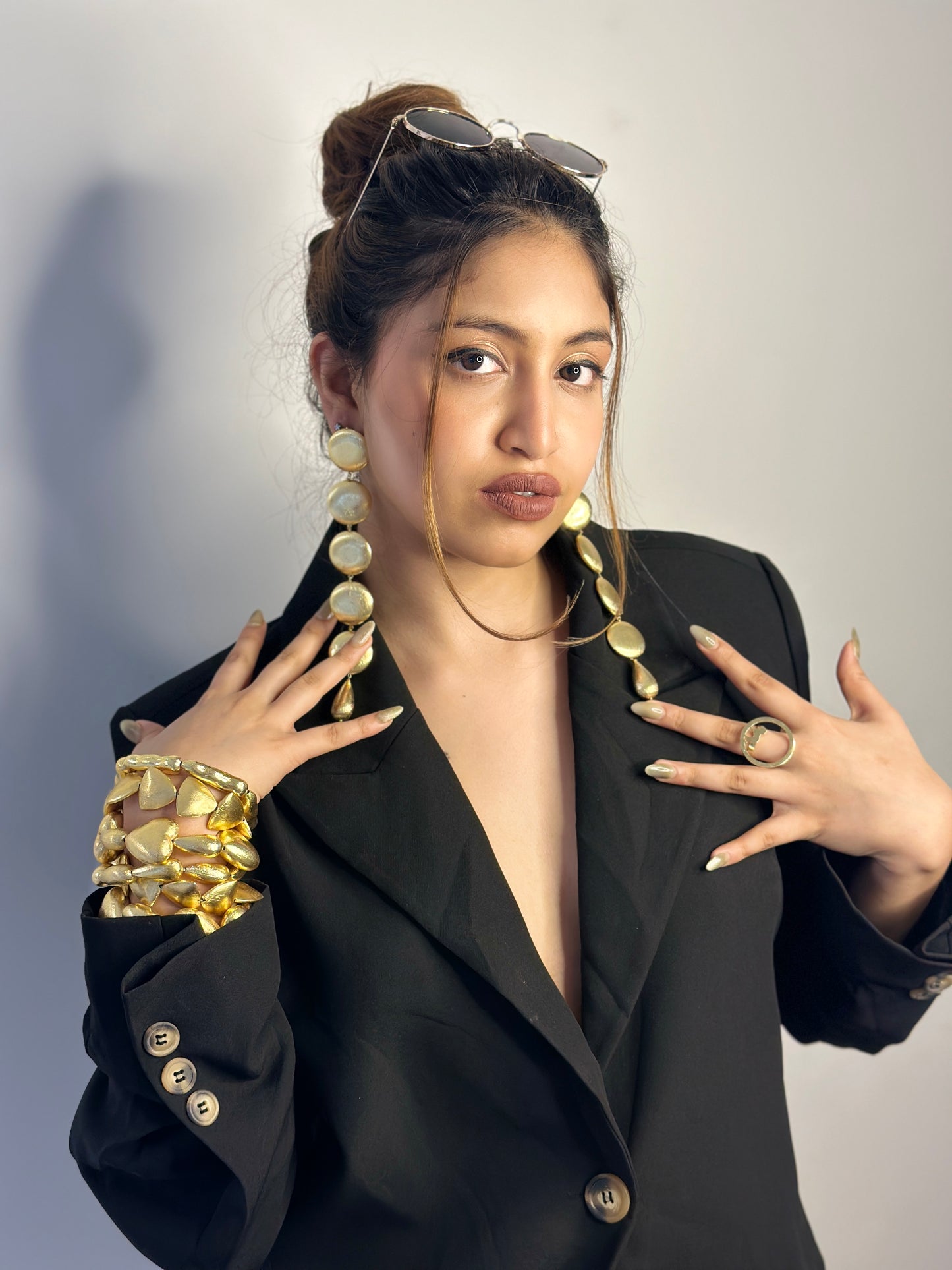 Golden Elongated  Earrings