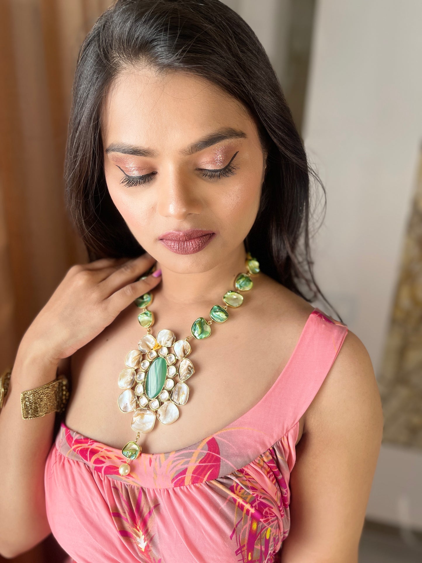 Green Marble Long Necklace