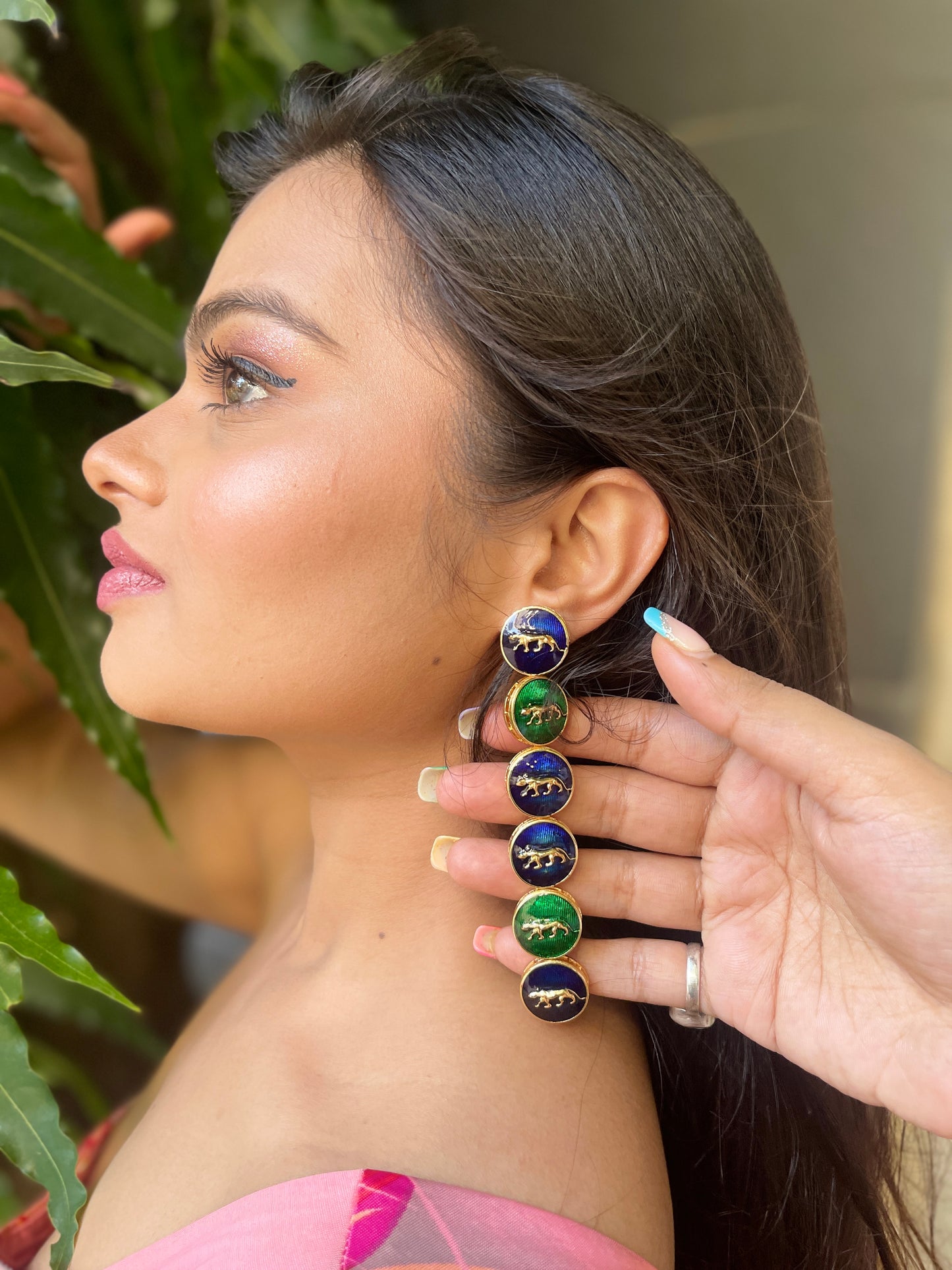 Long Panther Dangling Earrings