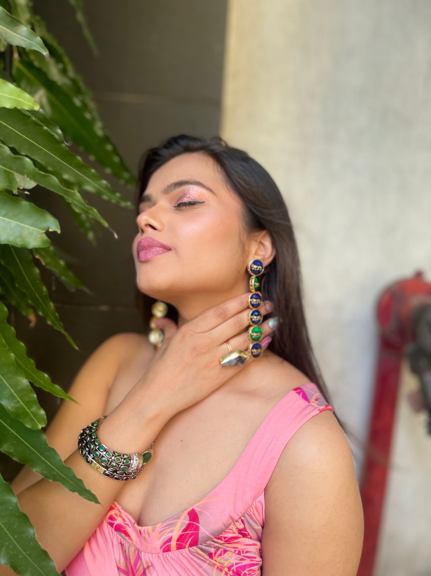 Long Panther Dangling Earrings