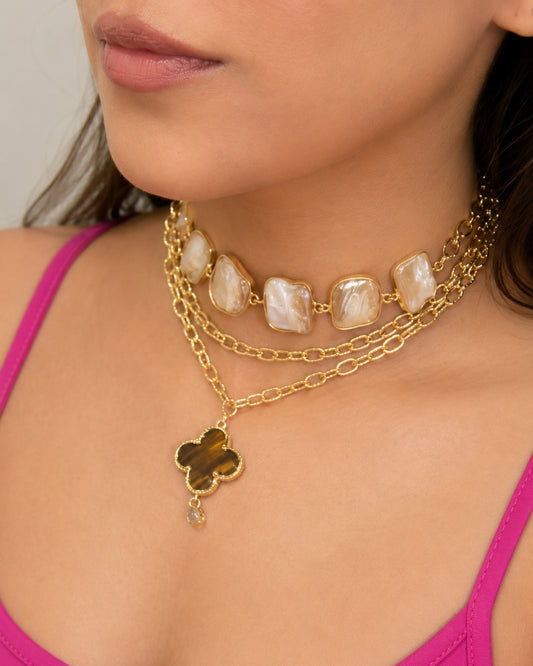 Luxury Pearl Clover Layered Necklace for Women