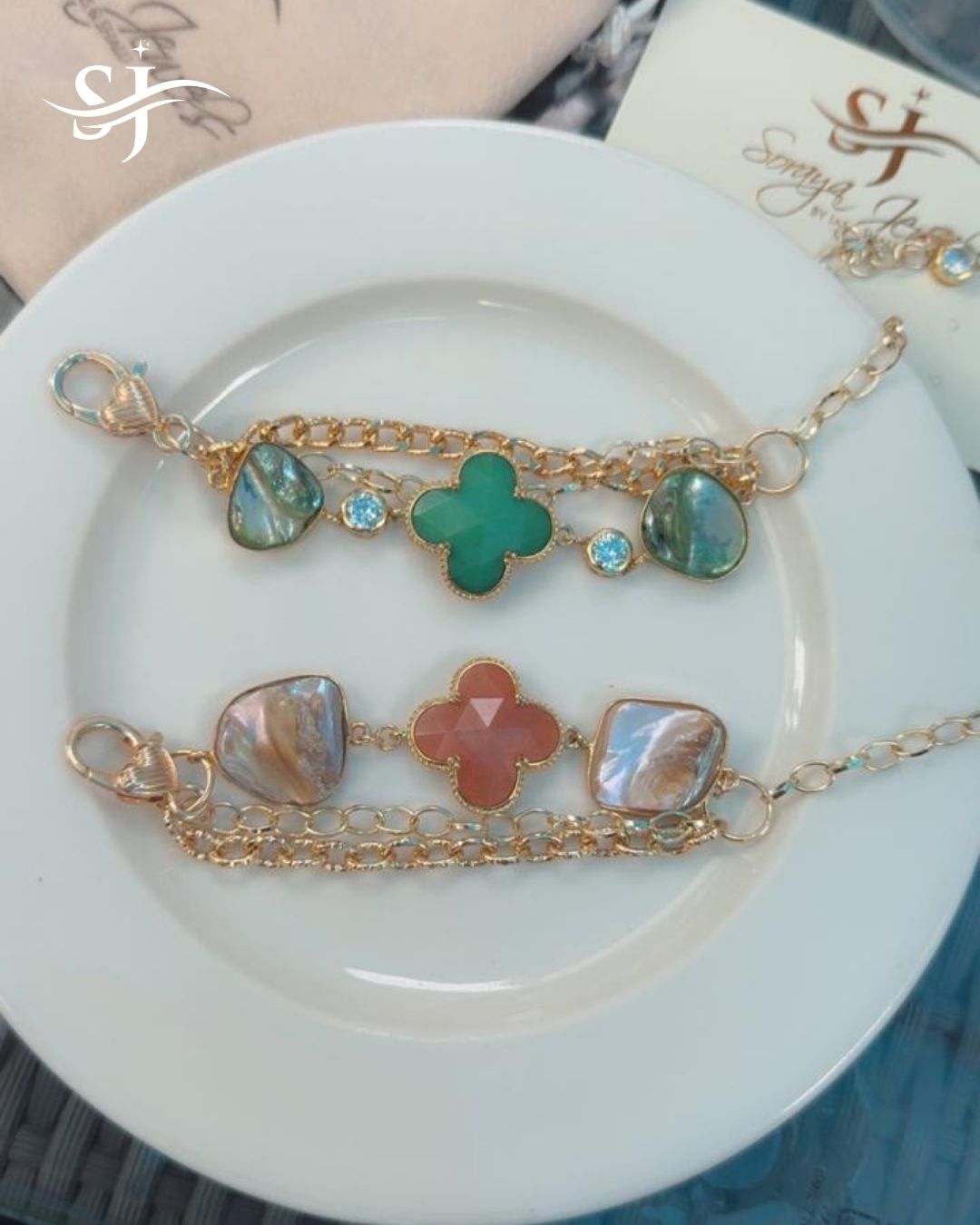 Gold Plated Clover Charm Bracelet