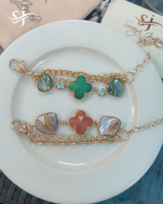 Gold Plated Clover Charm Bracelet