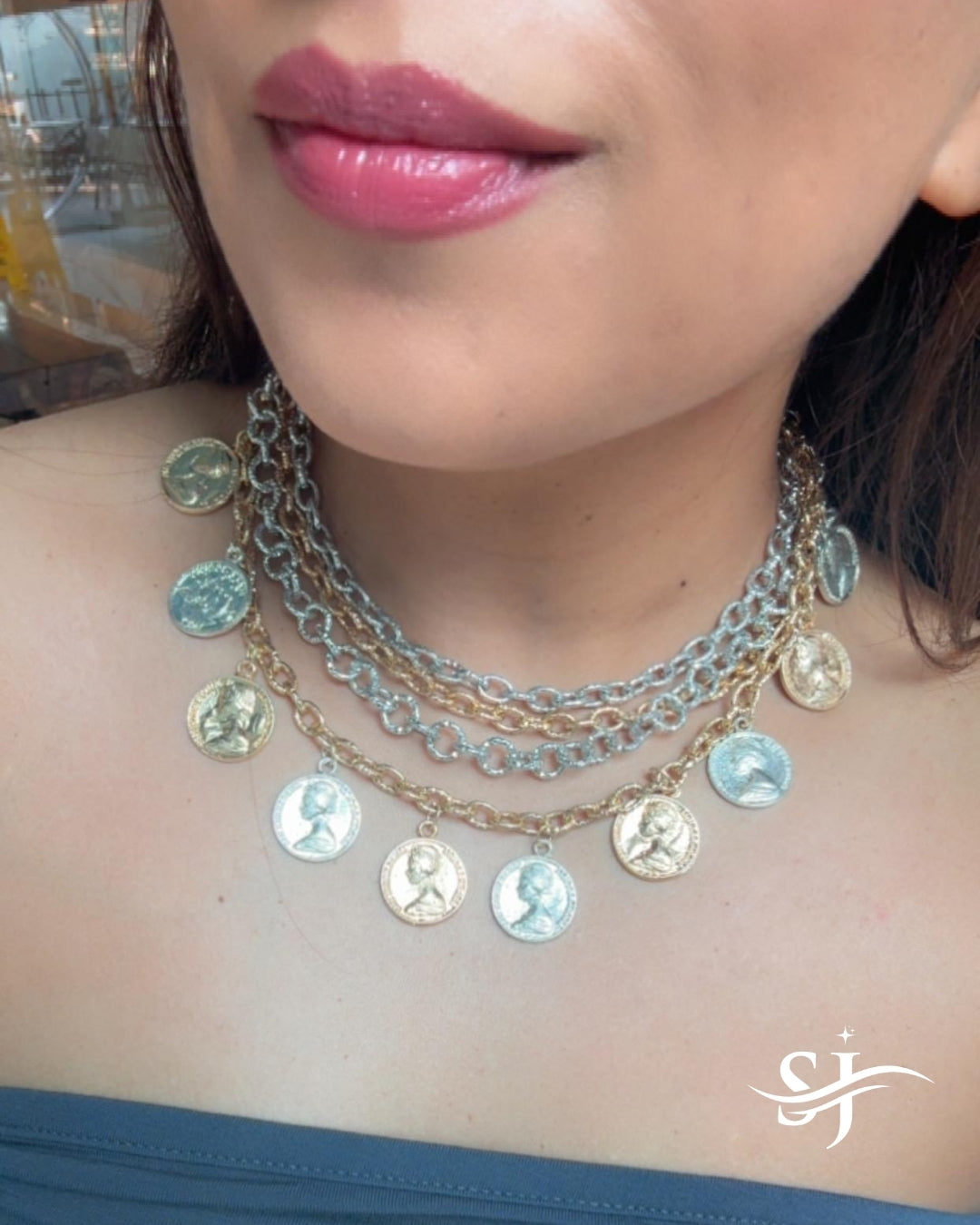 Luxury Layered Coin Choker Necklace for Women