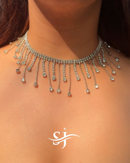 Crystal Fringe Choker Necklace