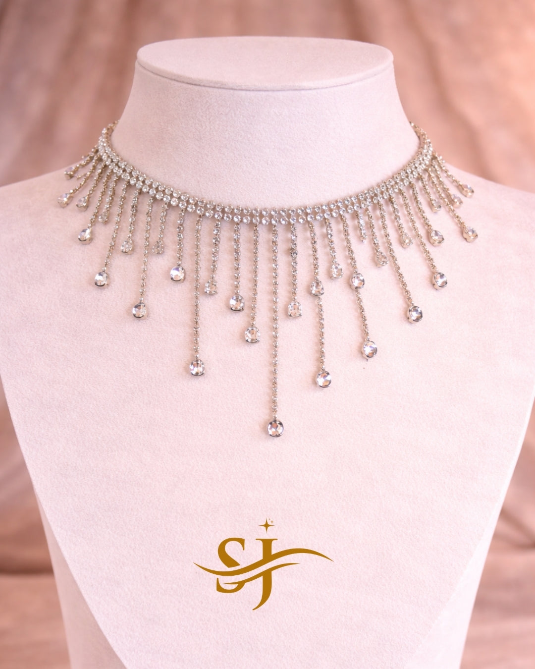 Crystal Fringe Choker Necklace