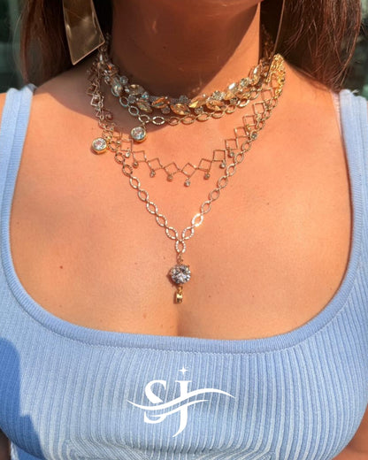 Multi-Layer Crystal Chain Necklace