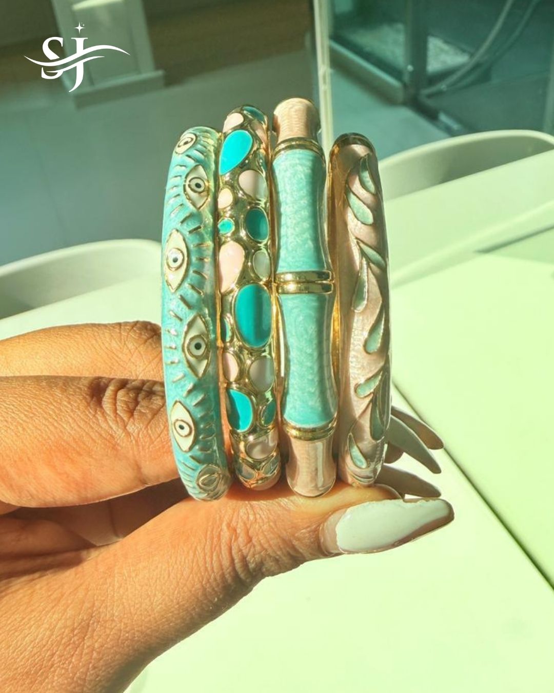 Pastel Enamel Bangle Set for Women